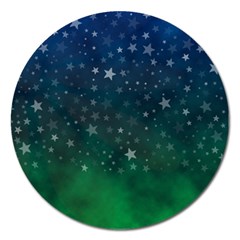 Background Blue Green Stars Night Magnet 5  (Round)