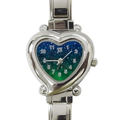 Background Blue Green Stars Night Heart Italian Charm Watch