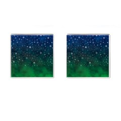 Background Blue Green Stars Night Cufflinks (Square)