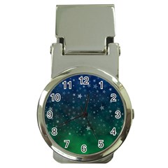 Background Blue Green Stars Night Money Clip Watches