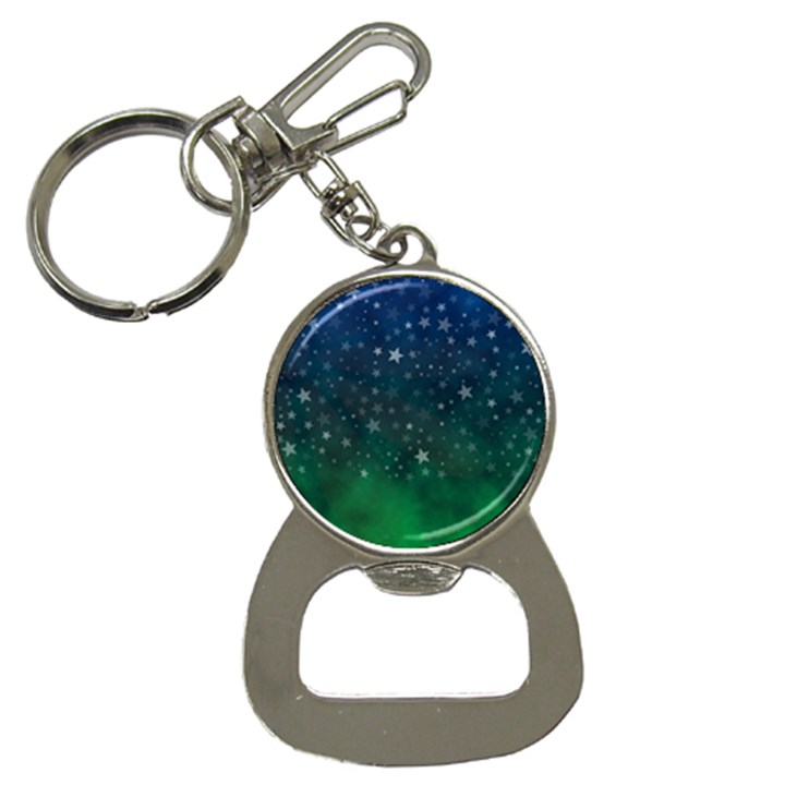 Background Blue Green Stars Night Bottle Opener Key Chain