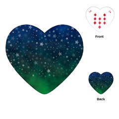 Background Blue Green Stars Night Playing Cards Single Design (Heart)