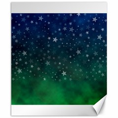 Background Blue Green Stars Night Canvas 8  x 10 