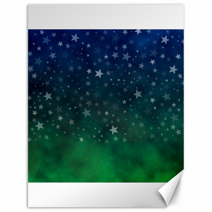 Background Blue Green Stars Night Canvas 18  x 24 