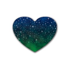 Background Blue Green Stars Night Rubber Coaster (Heart) 