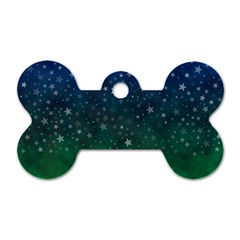 Background Blue Green Stars Night Dog Tag Bone (One Side)