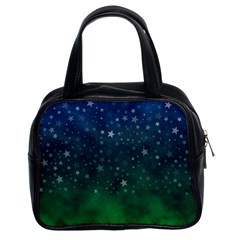 Background Blue Green Stars Night Classic Handbag (Two Sides)