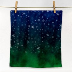 Background Blue Green Stars Night Face Towel