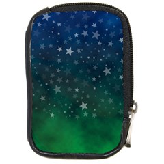 Background Blue Green Stars Night Compact Camera Leather Case