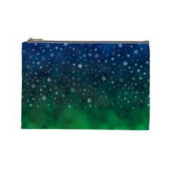 Background Blue Green Stars Night Cosmetic Bag (Large)