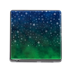 Background Blue Green Stars Night Memory Card Reader (Square 5 Slot)