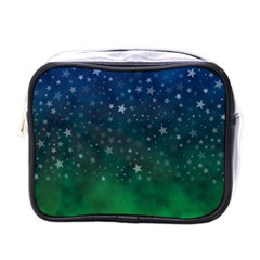 Background Blue Green Stars Night Mini Toiletries Bag (One Side)