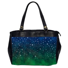 Background Blue Green Stars Night Oversize Office Handbag (2 Sides)