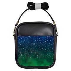 Background Blue Green Stars Night Girls Sling Bag