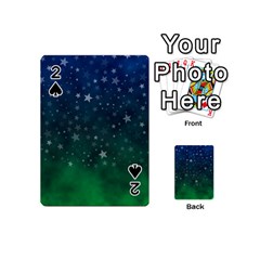 Background Blue Green Stars Night Playing Cards 54 Designs (Mini)