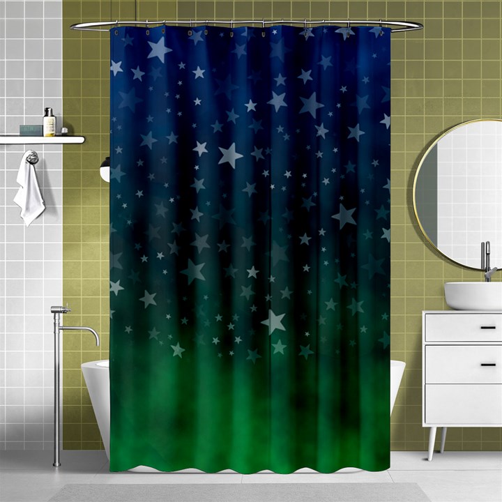 Background Blue Green Stars Night Shower Curtain 48  x 72  (Small) 