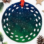 Background Blue Green Stars Night Ornament (Round Filigree) Front