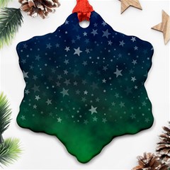 Background Blue Green Stars Night Ornament (Snowflake)