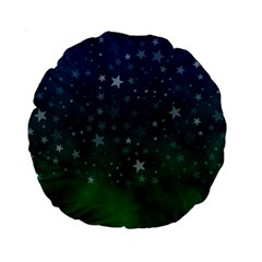 Background Blue Green Stars Night Standard 15  Premium Round Cushions