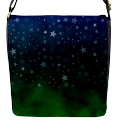 Background Blue Green Stars Night Flap Closure Messenger Bag (S)