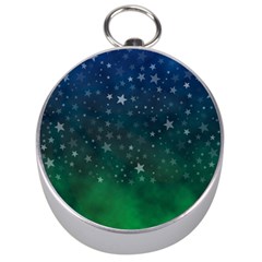 Background Blue Green Stars Night Silver Compasses