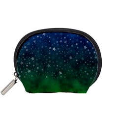 Background Blue Green Stars Night Accessory Pouch (Small)