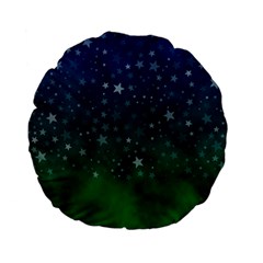 Background Blue Green Stars Night Standard 15  Premium Flano Round Cushions