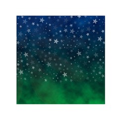 Background Blue Green Stars Night Small Satin Scarf (Square)