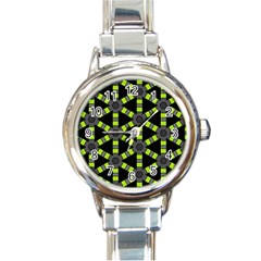 Backgrounds Green Grey Lines Round Italian Charm Watch by HermanTelo