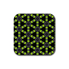 Backgrounds Green Grey Lines Rubber Square Coaster (4 Pack)  by HermanTelo