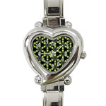 Backgrounds Green Grey Lines Heart Italian Charm Watch Front