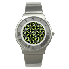 Backgrounds Green Grey Lines Stainless Steel Watch by HermanTelo