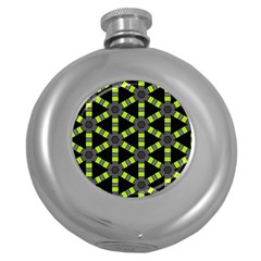 Backgrounds Green Grey Lines Round Hip Flask (5 Oz)