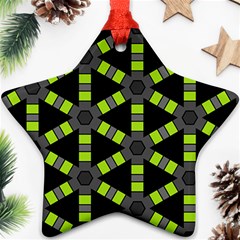 Backgrounds Green Grey Lines Star Ornament (two Sides)