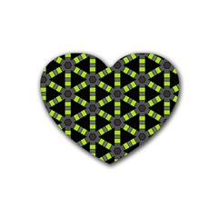 Backgrounds Green Grey Lines Heart Coaster (4 Pack)  by HermanTelo