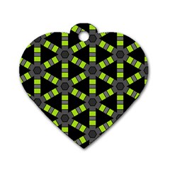 Backgrounds Green Grey Lines Dog Tag Heart (one Side) by HermanTelo