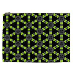 Backgrounds Green Grey Lines Cosmetic Bag (xxl)