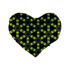 Backgrounds Green Grey Lines Standard 16  Premium Flano Heart Shape Cushions by HermanTelo