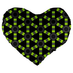 Backgrounds Green Grey Lines Large 19  Premium Flano Heart Shape Cushions by HermanTelo