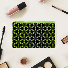 Backgrounds Green Grey Lines Cosmetic Bag (xs) by HermanTelo