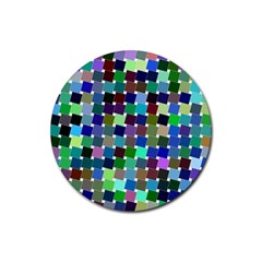 Geometric Background Colorful Rubber Round Coaster (4 Pack)  by HermanTelo