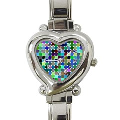 Geometric Background Colorful Heart Italian Charm Watch