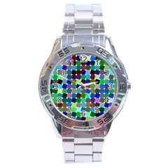 Geometric Background Colorful Stainless Steel Analogue Watch