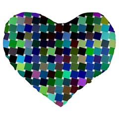 Geometric Background Colorful Large 19  Premium Heart Shape Cushions