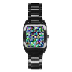 Geometric Background Colorful Stainless Steel Barrel Watch