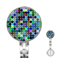 Geometric Background Colorful Stainless Steel Nurses Watch