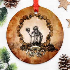 Awesome Skeleton With Skulls Ornament (Round)