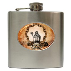 Awesome Skeleton With Skulls Hip Flask (6 oz)