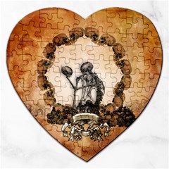 Awesome Skeleton With Skulls Jigsaw Puzzle (heart) by FantasyWorld7