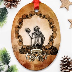 Awesome Skeleton With Skulls Oval Ornament (Two Sides)